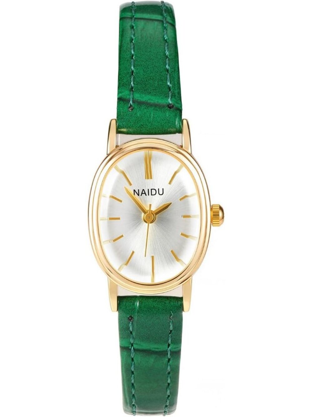 Women's Green Oval Case Analogue Quartz Ladies Small Casual Elegant Wrist Watch